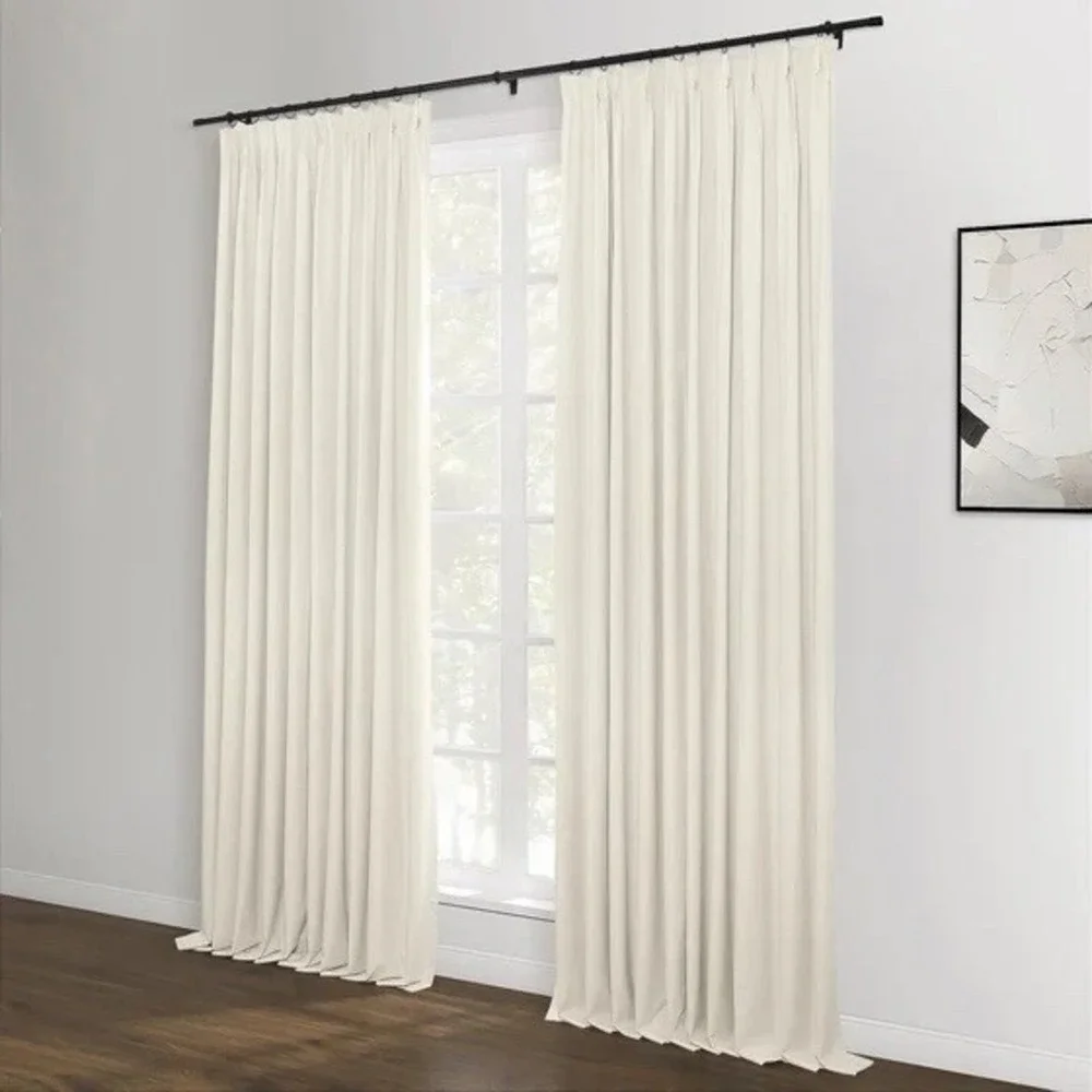 TWOPAGES Lila Thermal Insulated Pinch Pleated Curtains Beige (2) 52